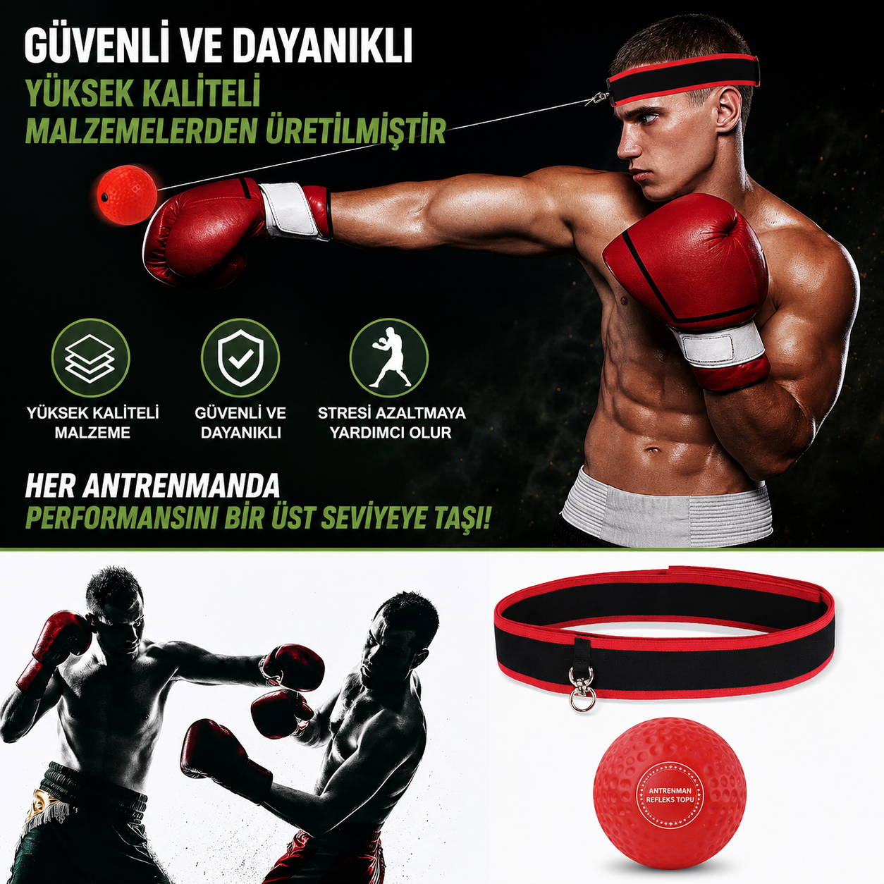 Boks Refleks Topu – El Göz Koordinasyonu ve Hız Geliştirme Seti